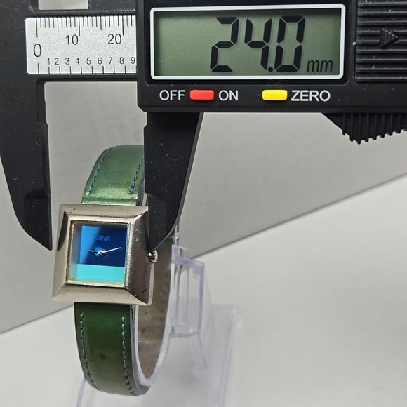 OPEX Kabotine Square Quartz Watch New Battery Green Leather Band Vintage - Picture 4 of 13